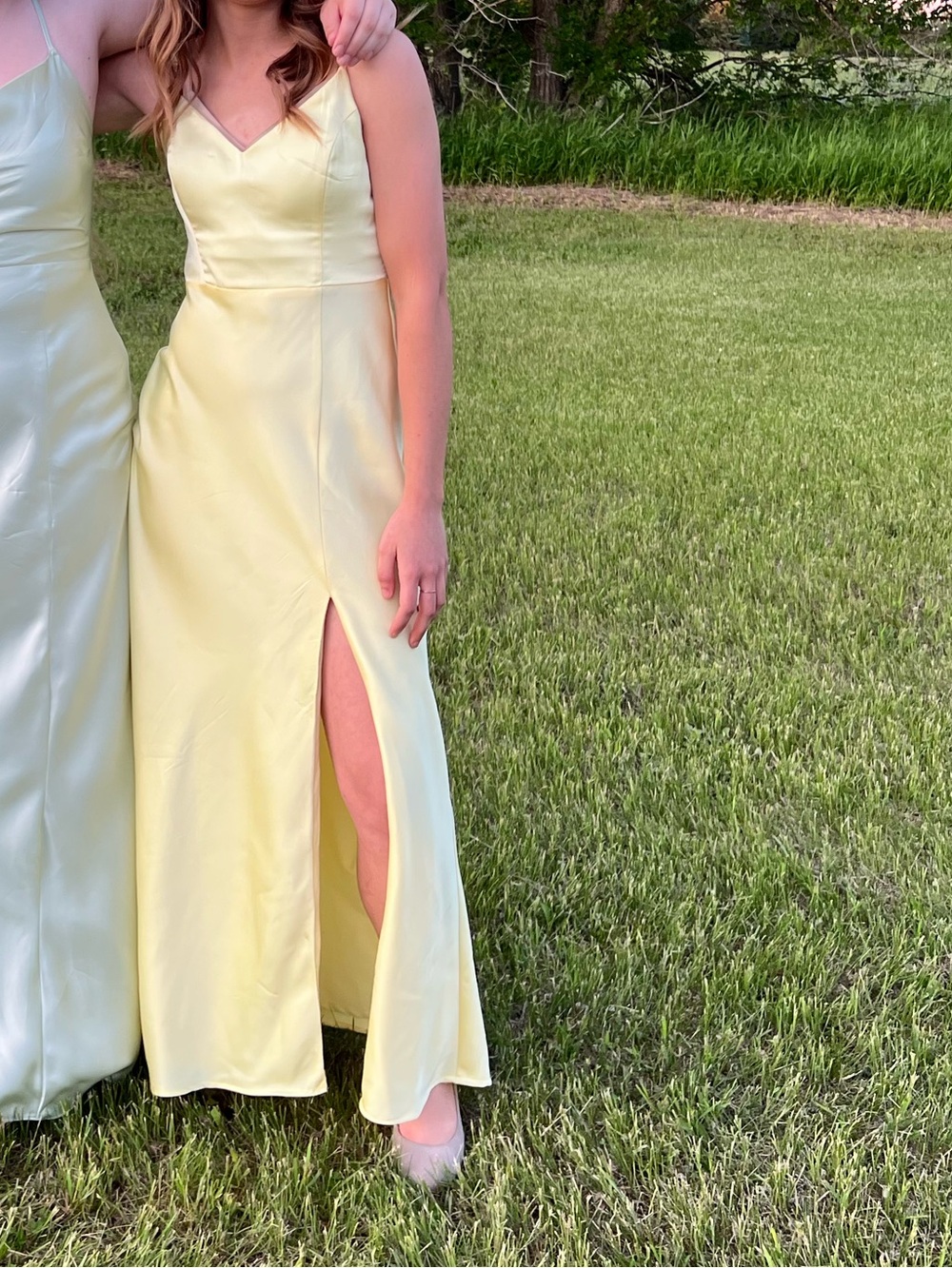 Birdy Grey Soft Yellow Satin Formal Dress